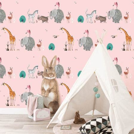behang - dierenmix - roze - fiep westendorp - kek amsterdam