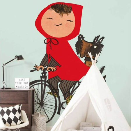 fotobehang - meisje op de fiets - groen - fiep westendorp - kek amsterdam