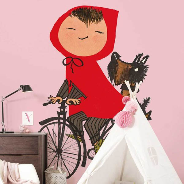 fotobehang - meisje op de fiets - roze - fiep westendorp - kek amsterdam