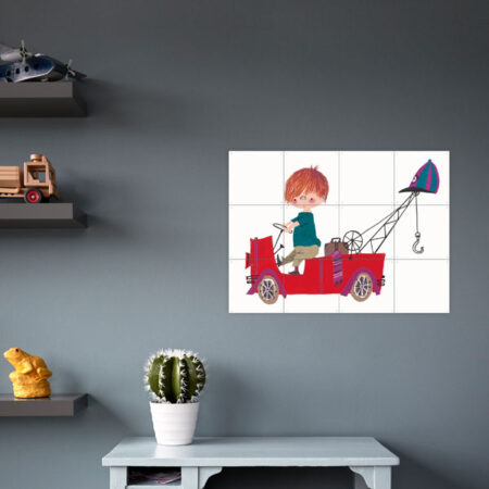 kraanwagen - fiep westendorp - rood - ixxi - wanddecoratie