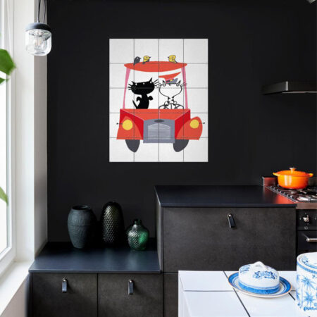 pim en pom - poezenbusje - fiep westendorp - ixxi - wanddecoratie