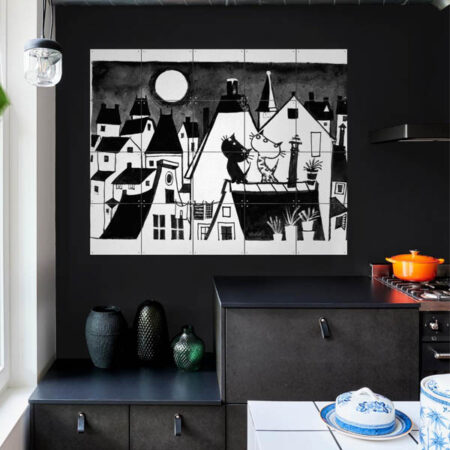 pim en pom - op het dak - fiep westendorp - IXXI- wanddecoratie