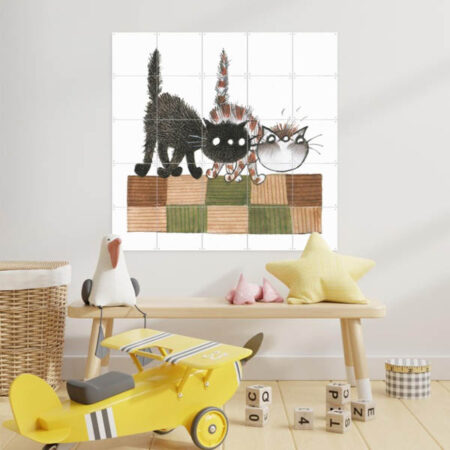 pim en pom lopen op het dak ixxi wanddecoratie fiep westendorp